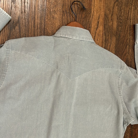 Vintage 90’s Wrangler Brushpopper Western Button Down Gray Shirt 15 1/2 x 35 - Picture 12 of 13